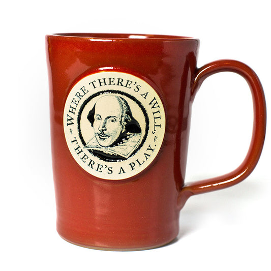 Shakespeare "Where There's a Will, There's a Play" Mug – Red