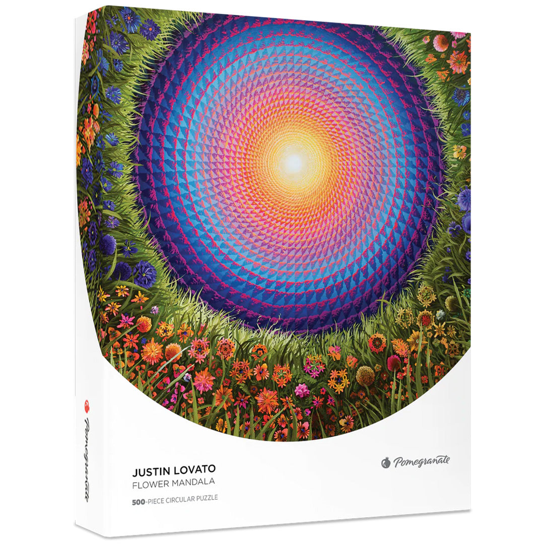 Justin Lovato: Flower Mandala 500-Piece Circular Jigsaw Puzzle
