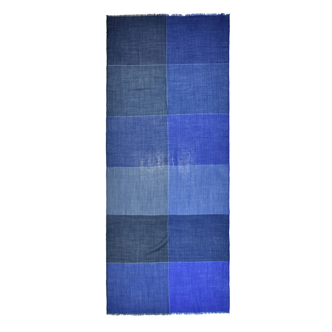 Dupatta Designs Scarf – Racene Color Block Wool Blue