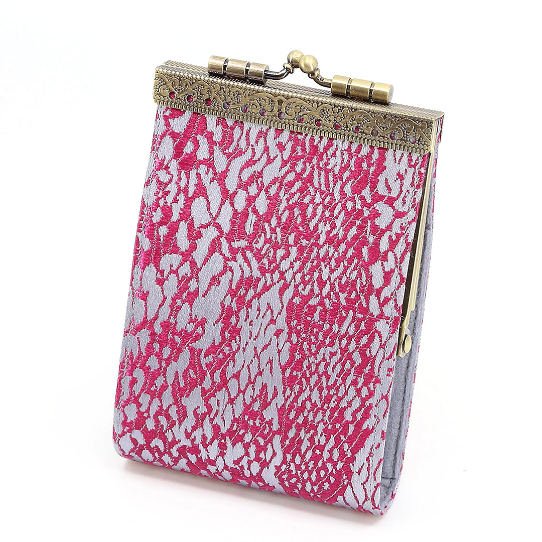 Cathayana Card Holder – Grey and Burgundy Animal Skin Prints Brocade