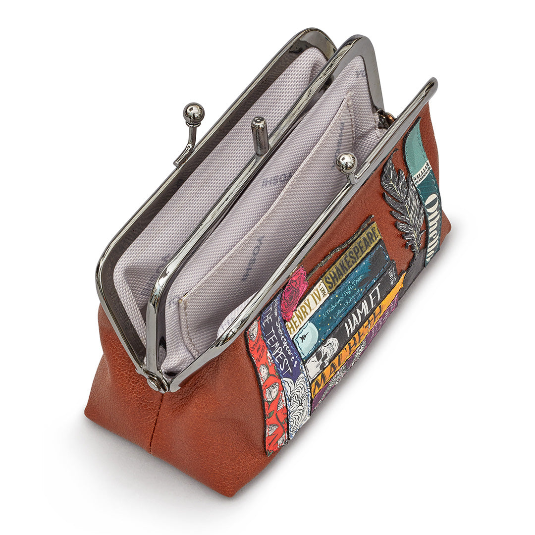 Shakespeare Bookworm Brown Leather Aubrey Frame Purse