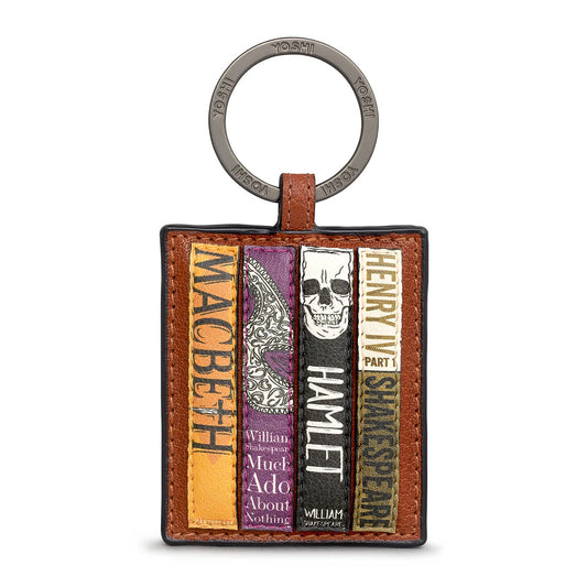 Shakespeare Bookworm Brown Leather Keyring