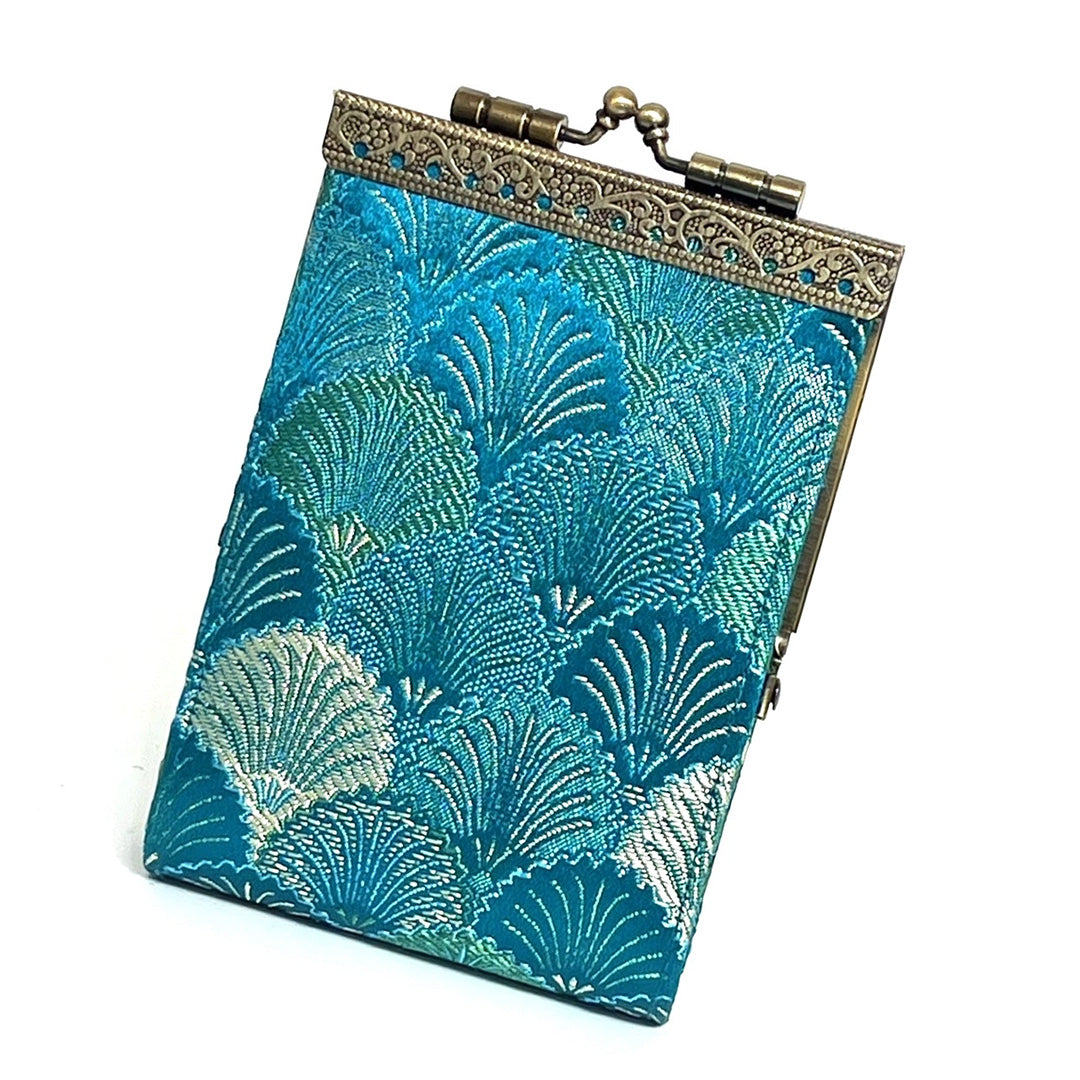 Cathayana Card Holder –Teal and Green Brocade Shells