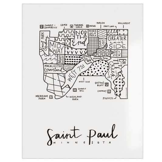 Art By Aleisha Print – Saint Paul Neighborhood Map