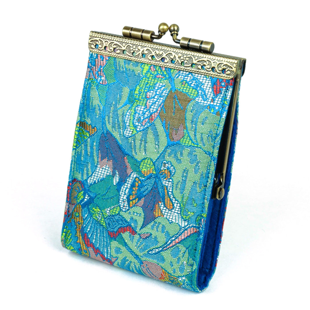 Cathayana Card Holder – Sky Blue and Pink Floral Brocade