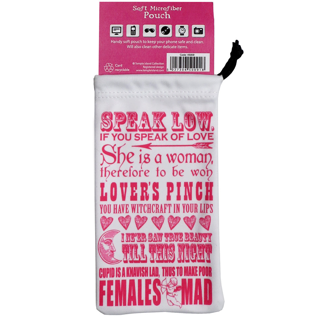 Shakespeare Quotes Love Soft Microfiber Pouch