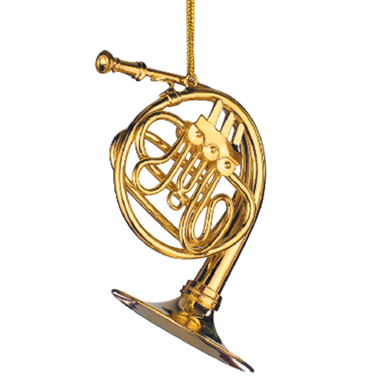 Gold Brass French Horn Ornament
