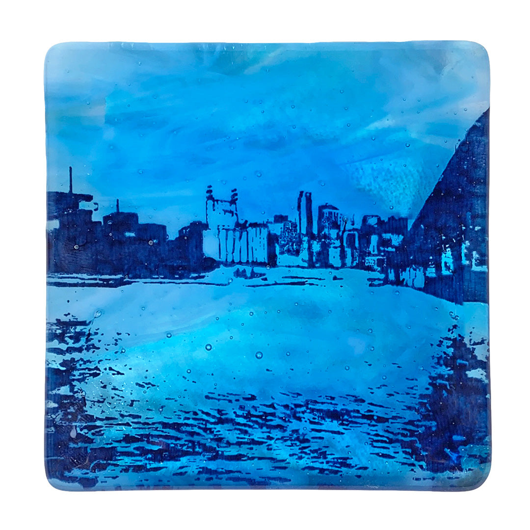 Stone Arch Bridge Skyline Glass Coaster