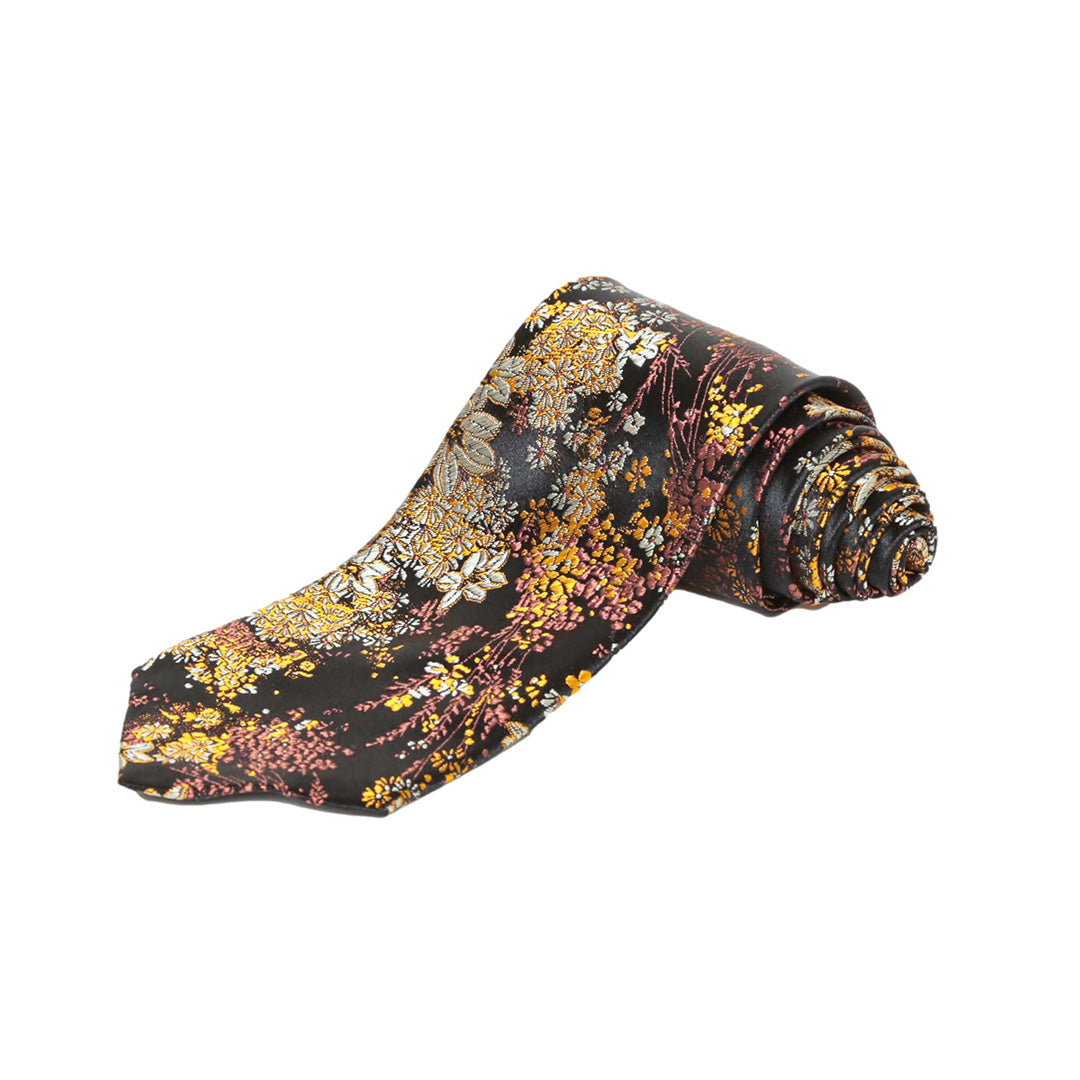 Cathayana Tie – Black Small Floral Brocade
