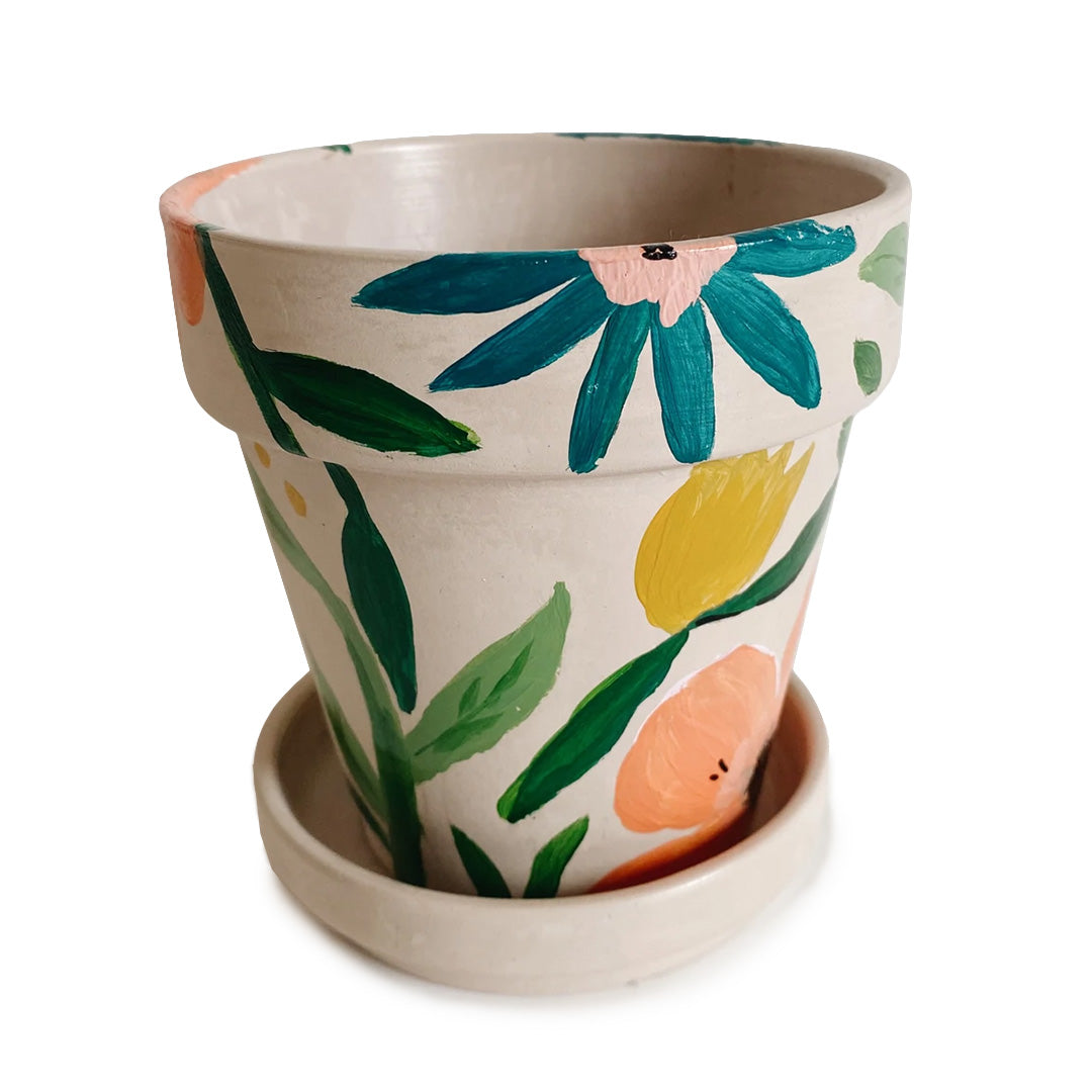 floral planter pots Floral Pattern Hand Painted Planter Pot – 004