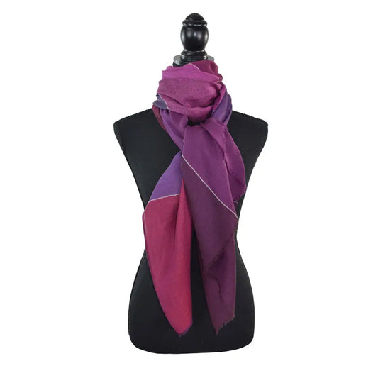 Dupatta Designs Scarf – Racene Color Block Wool Plum