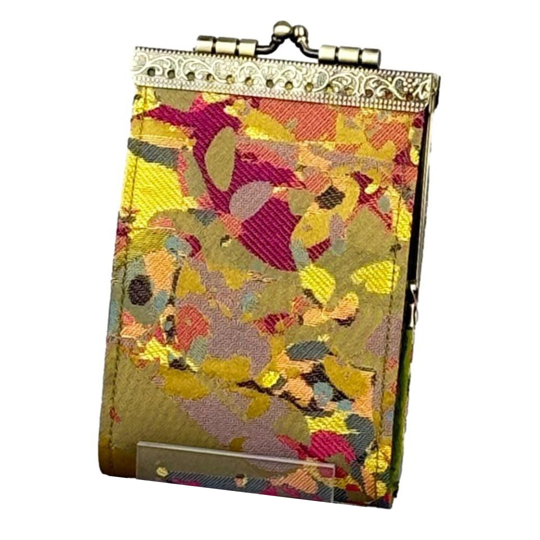 Cathayana Card Holder – Yellow Brocade Abstract Pattern