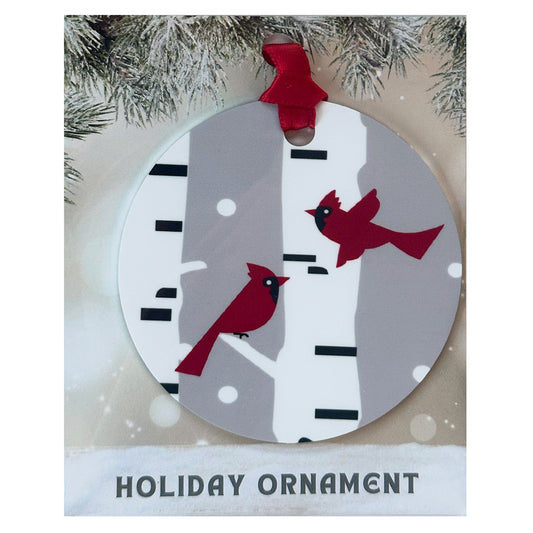 Cindy Lindgren Winter Cardinals Metal Ornament