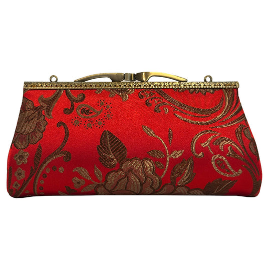 Cathayana Sunglasses Case – Red and Brown Peony Floral Brocade