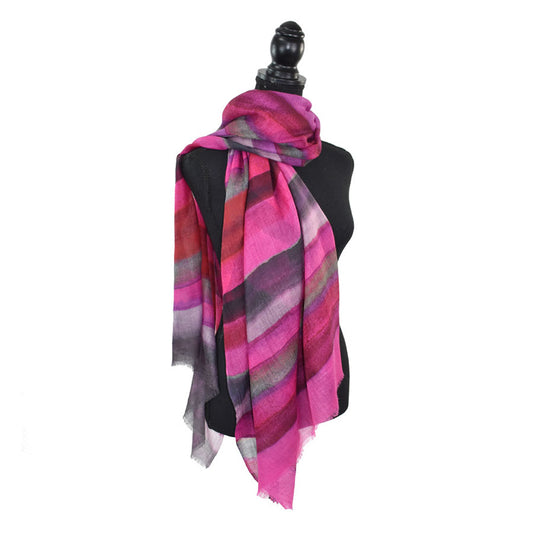 Dupatta Designs Scarf – Kathryn Painterly Stripe Fuchsia