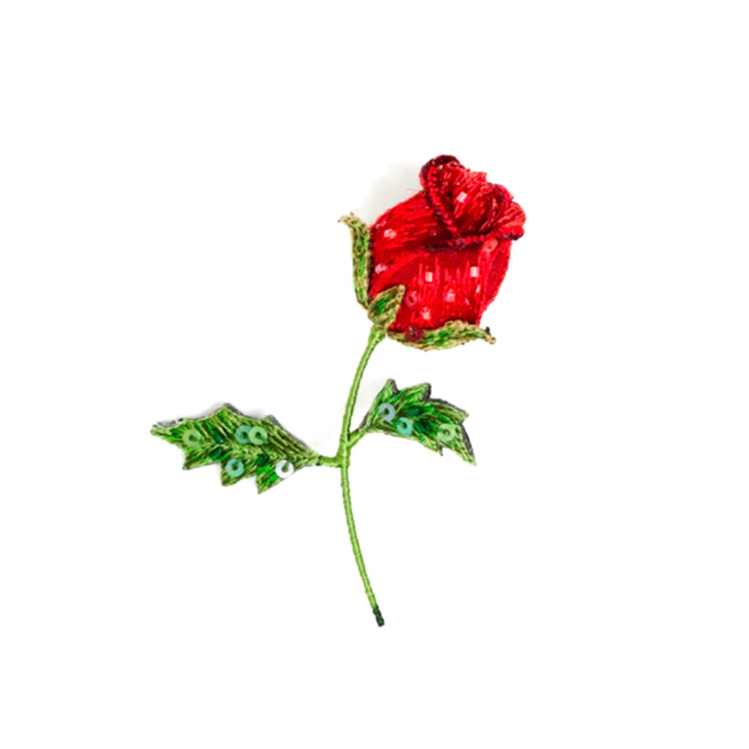 Trovelore Brooch Pin – Red Rose Bud