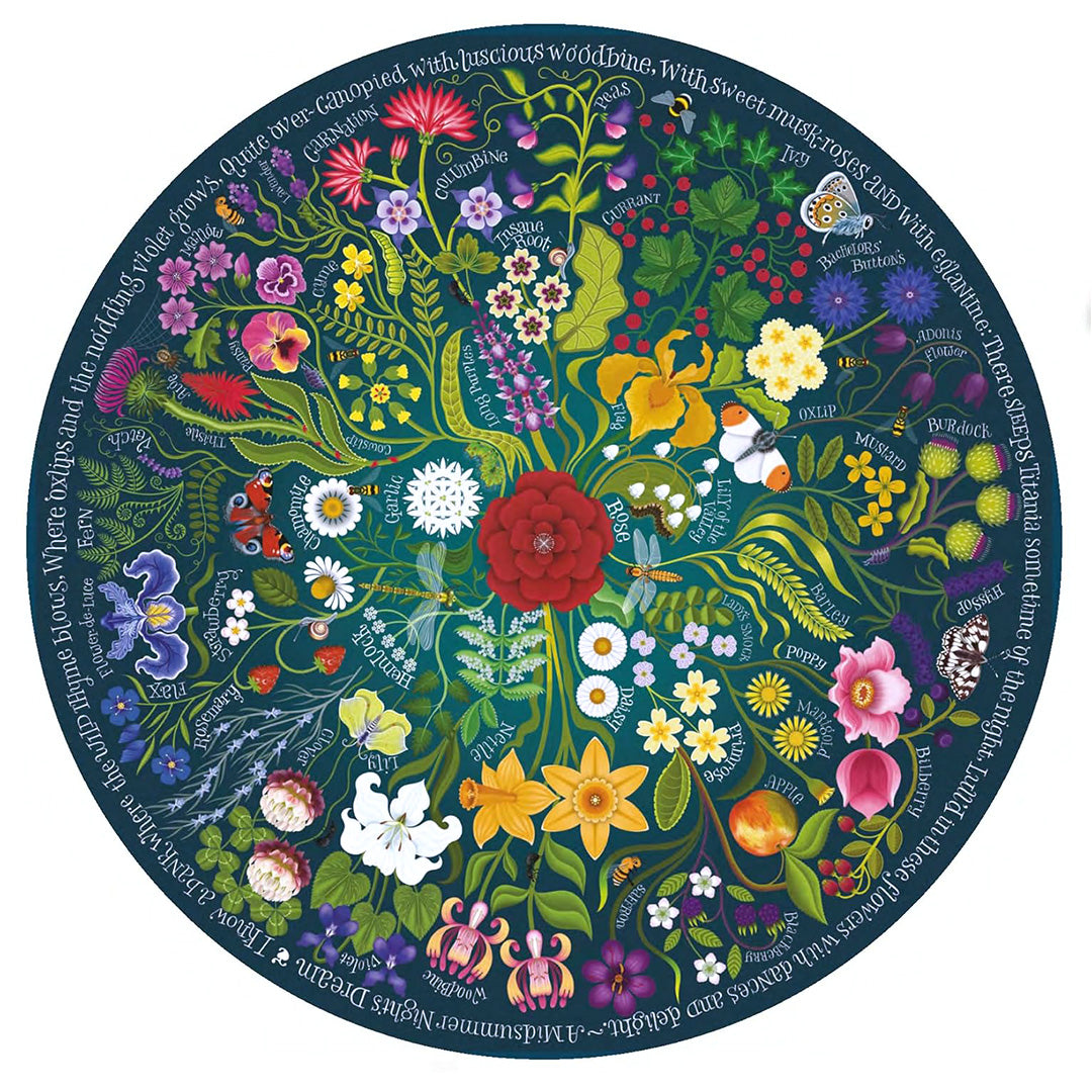 Shakespeare's Flowers: A 1000-Piece Circular Jigsaw Puzzle