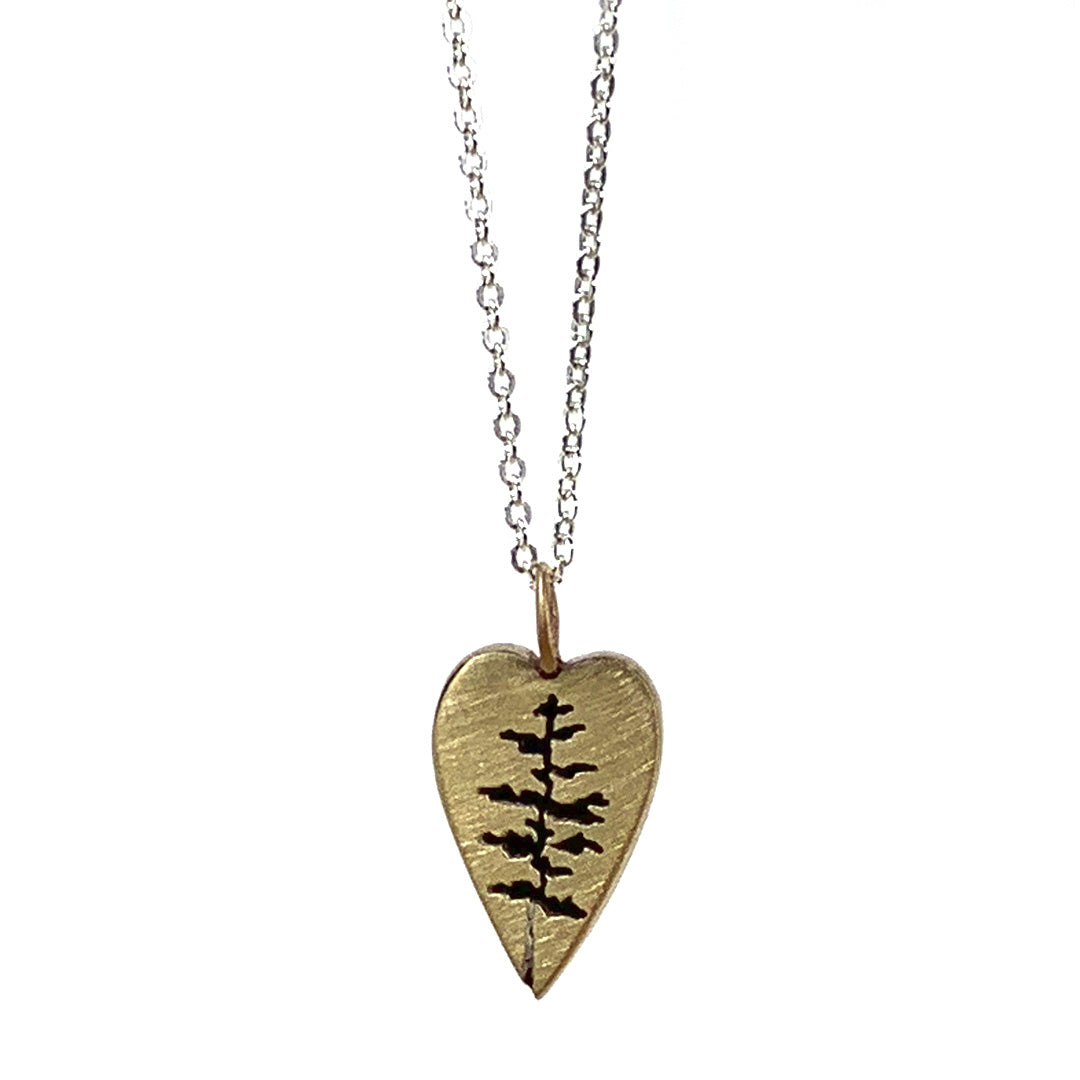 Gold Heart With Tree Necklace