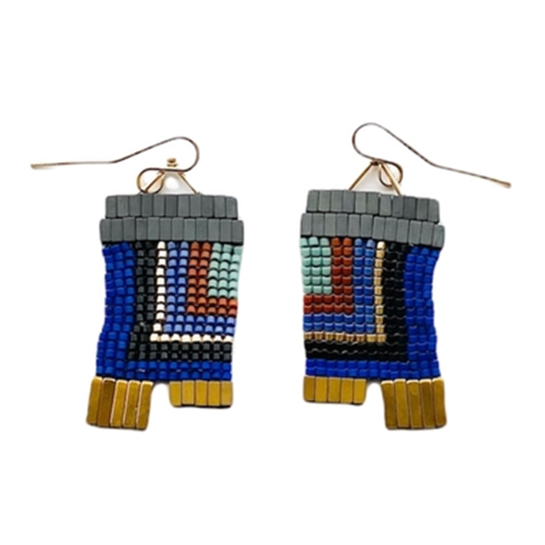 Trecy Bleich Earrings – City Block Glass Indigo