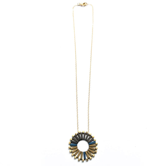 Trecy Bleich Necklace – Pinwheel Mocha Indigo