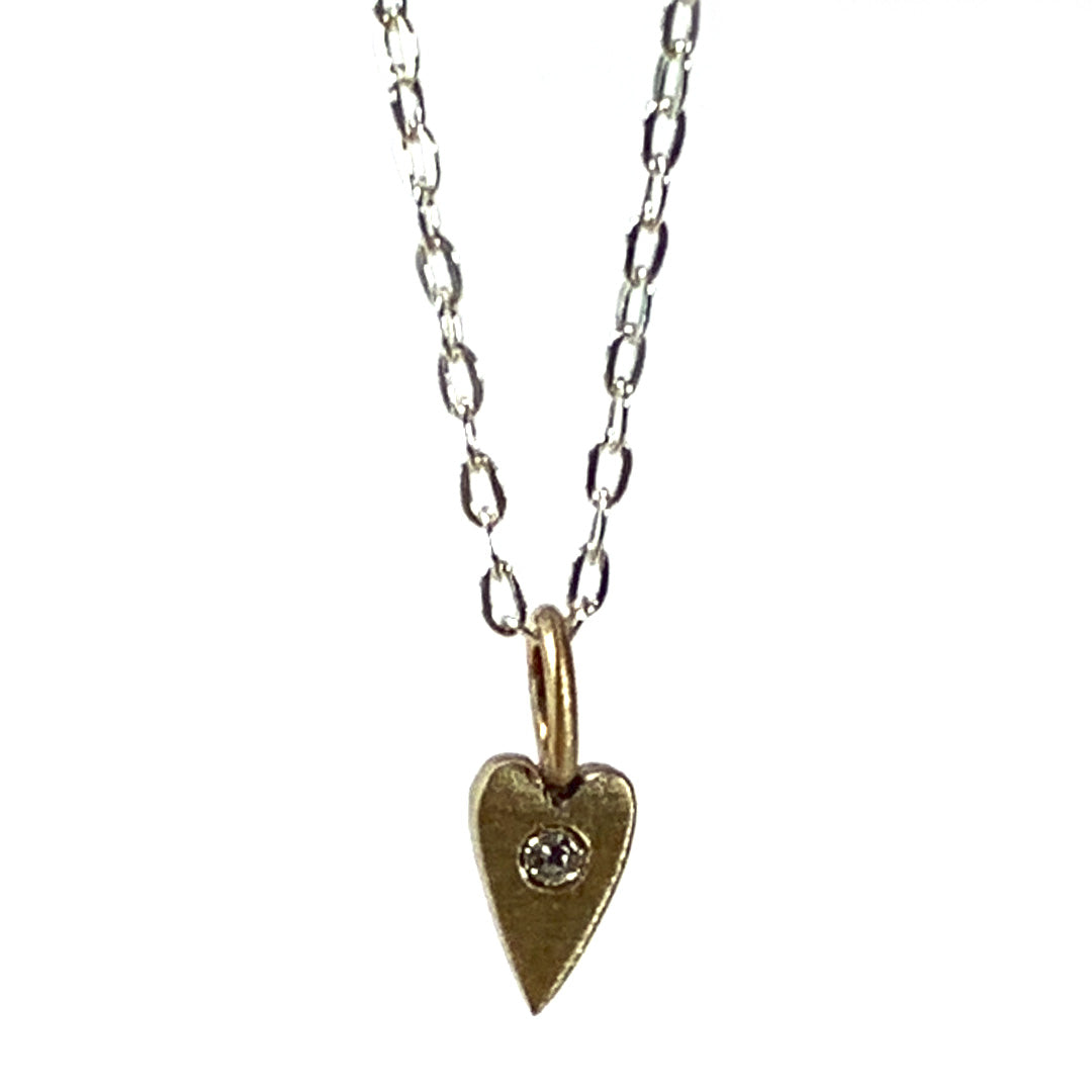 Tiny Gold Heart With Stone Necklace