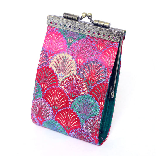 Cathayana Card Holder – Hot Pink and Green Brocade Shells