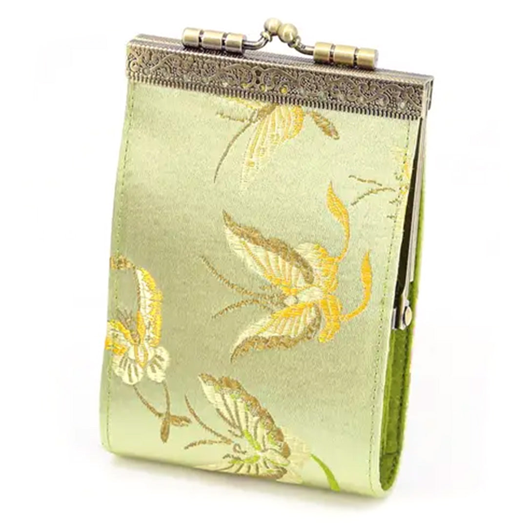 Cathayana Card Holder – Light Green Butterfly Brocade