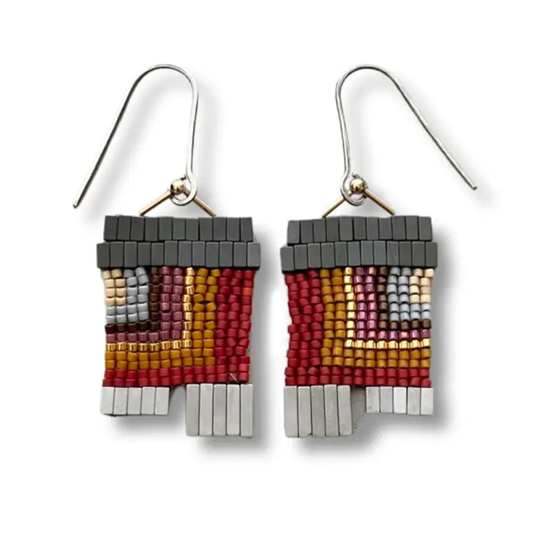 Trecy Bleich Earrings – City Block Glass Desert Red
