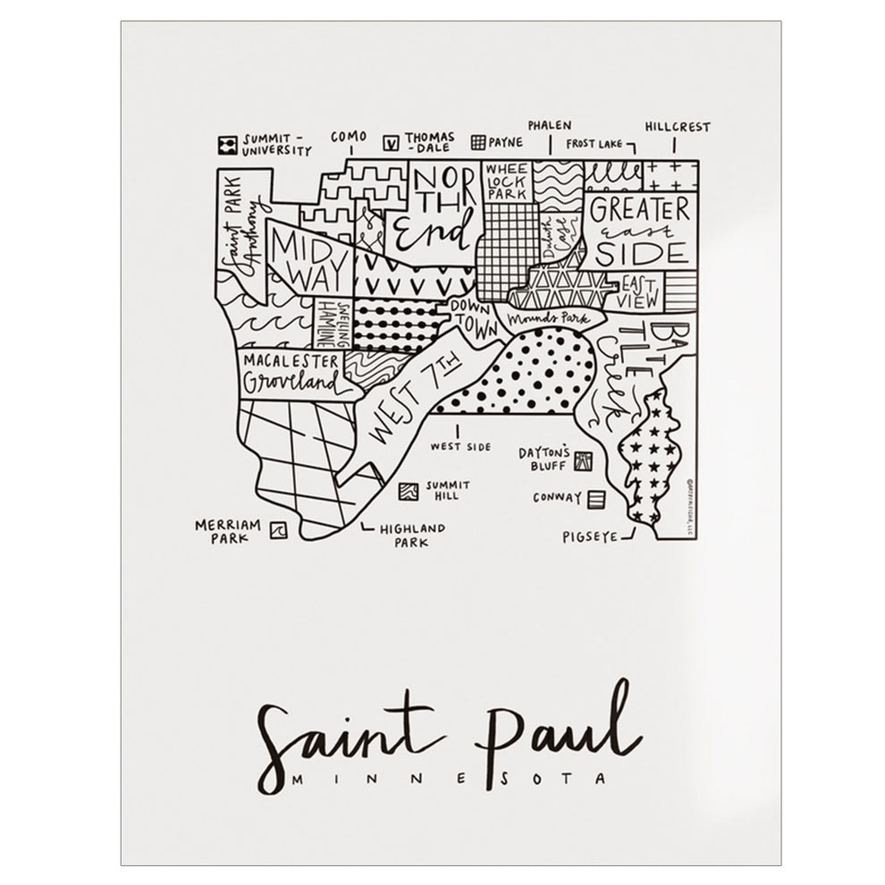 Art By Aleisha Print – Saint Paul Neighborhood Map – Guthrie Theater Store