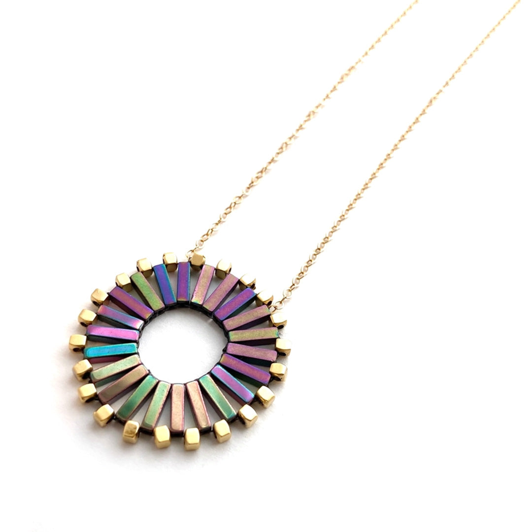 Trecy Bleich Necklace – Pinwheel Peacock