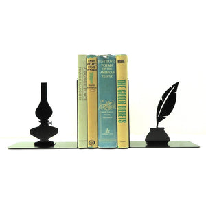 Oil Lamp and Inkwell Bookends