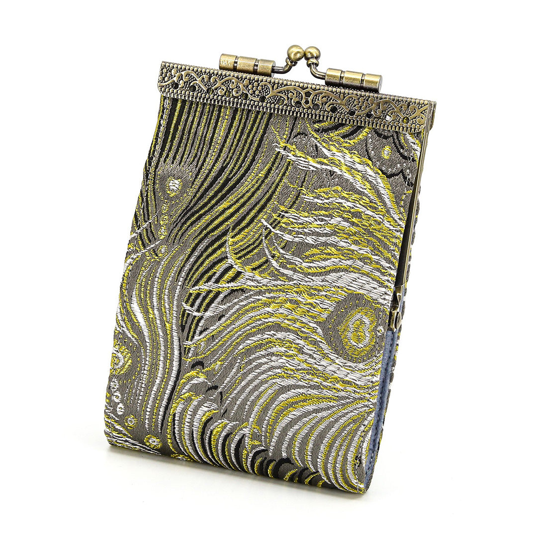 Cathayana Card Holder – Grey and Gold Peacock