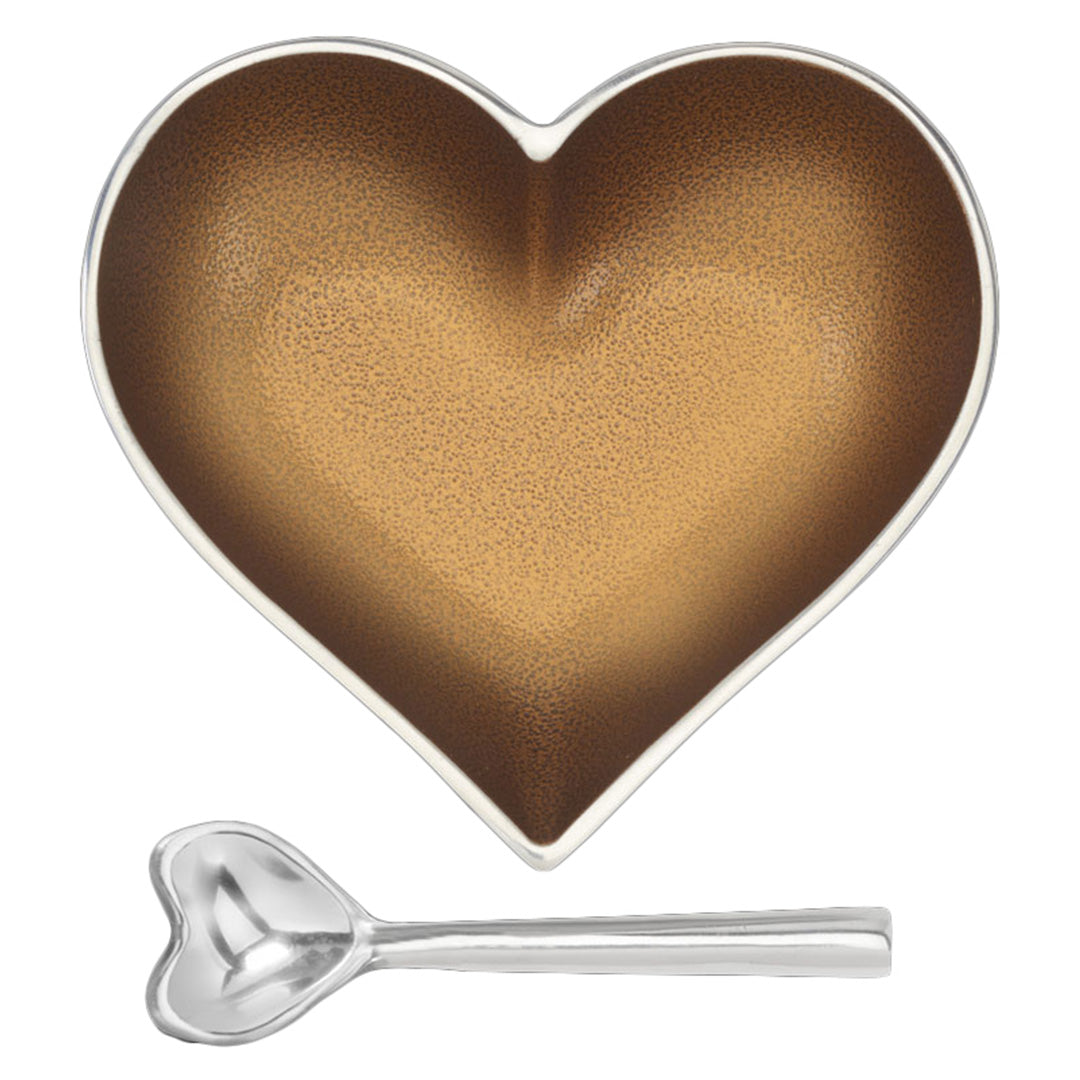 Happy Antique Gold Heart with Heart Spoon