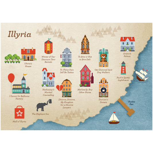 Twelfth Night Postcard – Illyria Map