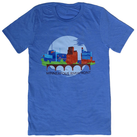 Minneapolis Riverfront Short Sleeve T-Shirt Blue - Adult