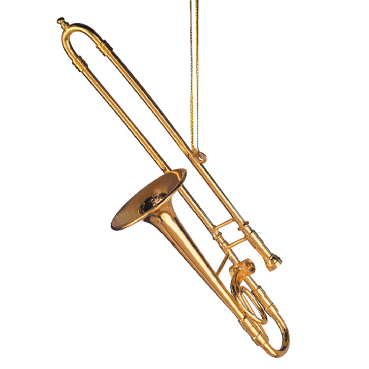 Gold Brass Trombone Ornament