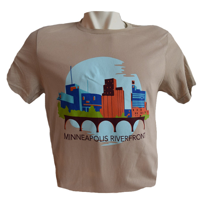 Minneapolis Riverfront Short Sleeve T-Shirt Tan - Adult