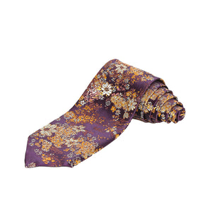 Brocade Small Floral Pattern Tie – Plum