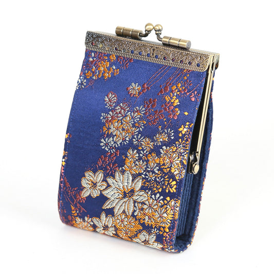Cathayana Card Holder – Blue Small Floral Brocade