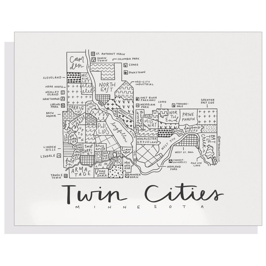 Art By Aleisha Notecard – Twin Cities Map