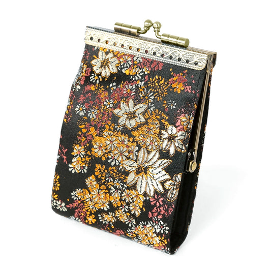 Cathayana Card Holder – Black Small Floral Brocade